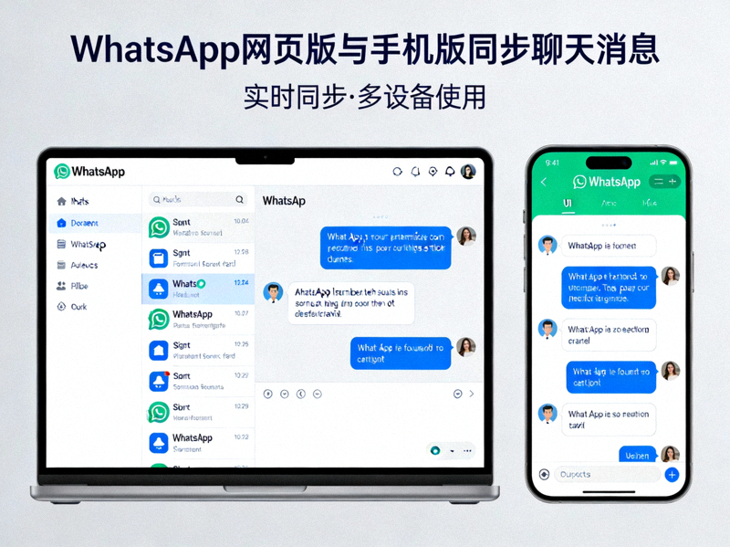 WhatsApp网页版在笔记本电脑和手机上的使用界面展示 - 同步聊天消息